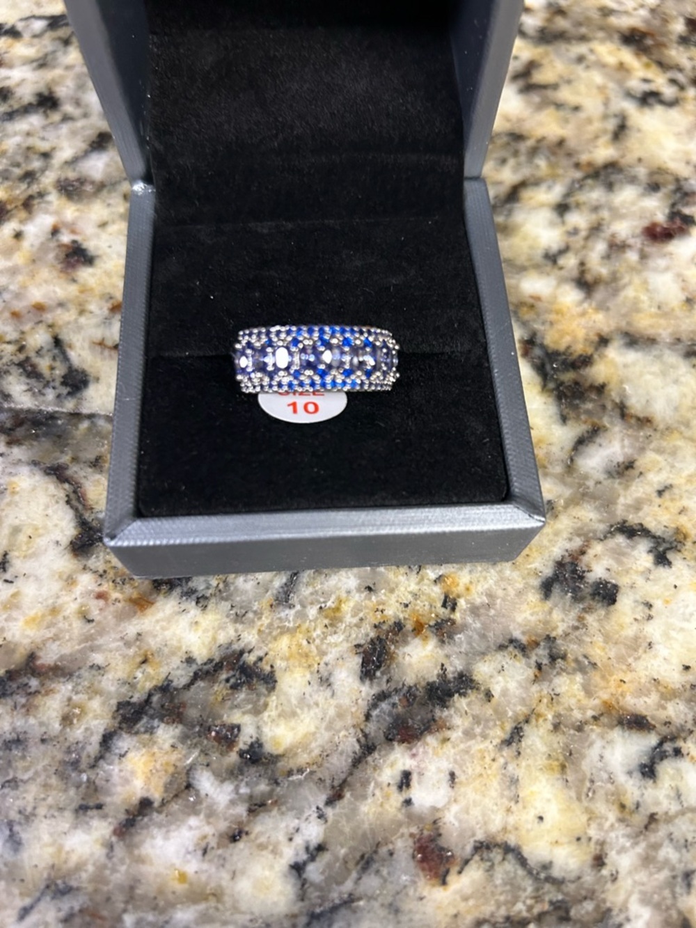 Blue Crystal Pavé Eternity Ring for Women